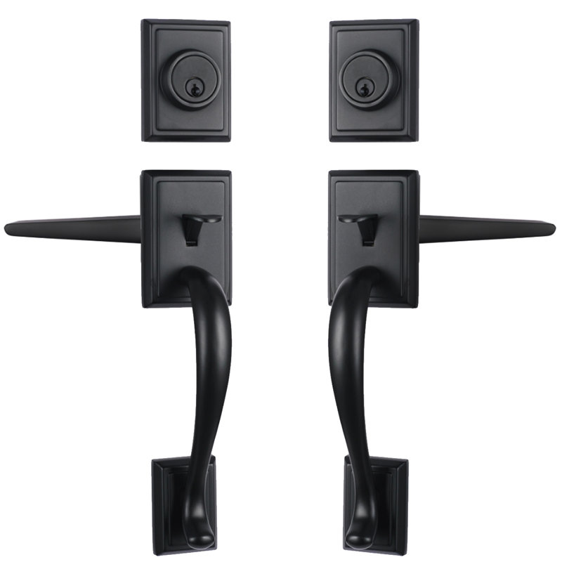 NEWBANG Double Door Handlset For Front Door Bronze Finish (Keyed Entry